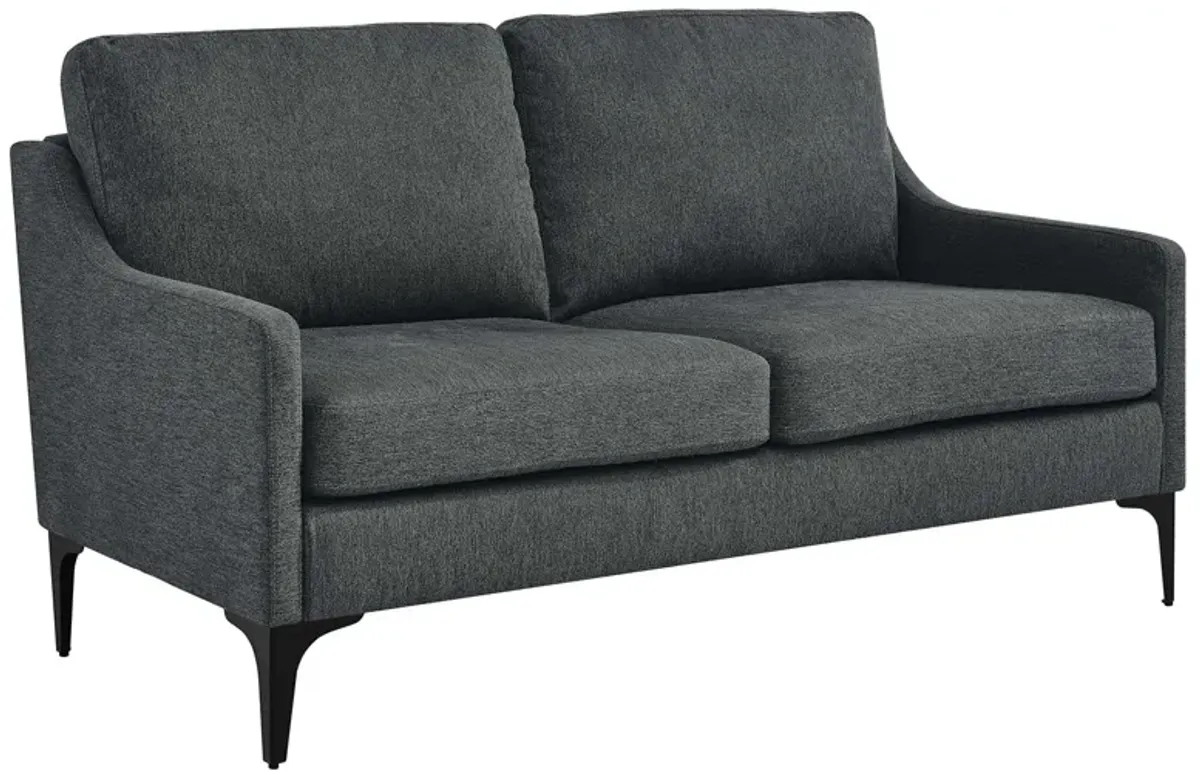 Corland Upholstered Fabric Loveseat Gray