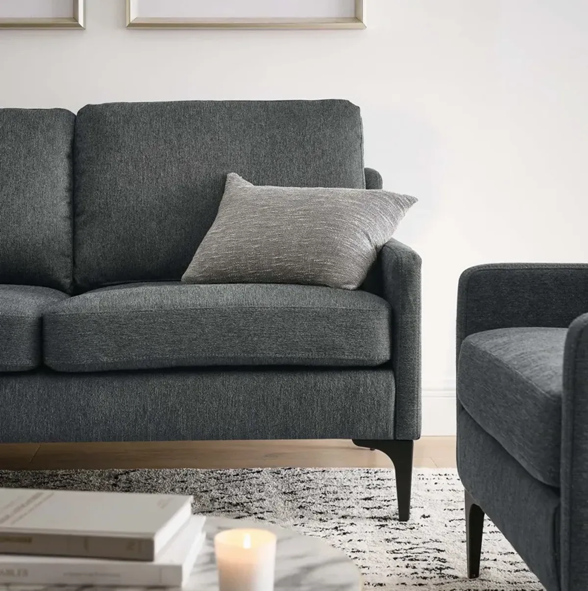 Corland Upholstered Fabric Loveseat Gray