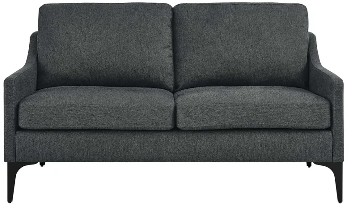 Corland Upholstered Fabric Loveseat Gray