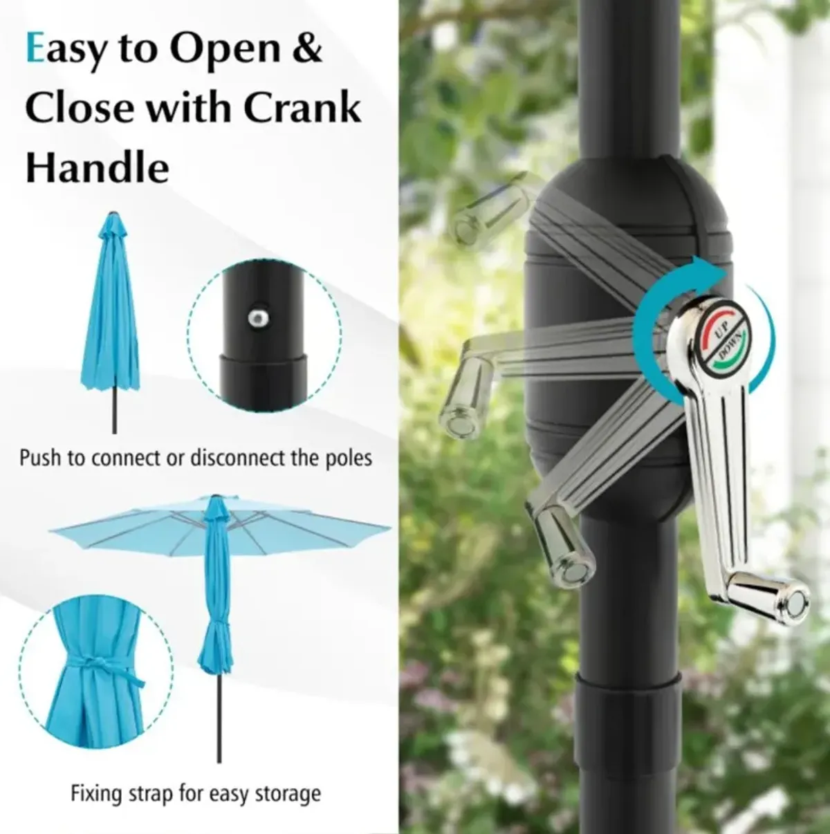 Hivvago 10 Feet Outdoor Patio Umbrella with Tilt Adjustment and Crank