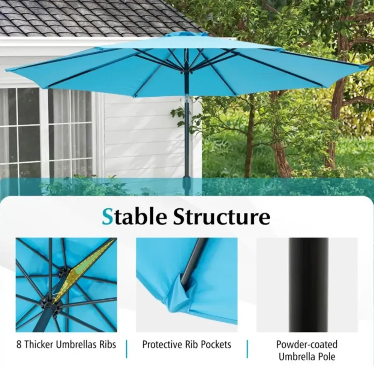 Hivvago 10 Feet Outdoor Patio Umbrella with Tilt Adjustment and Crank