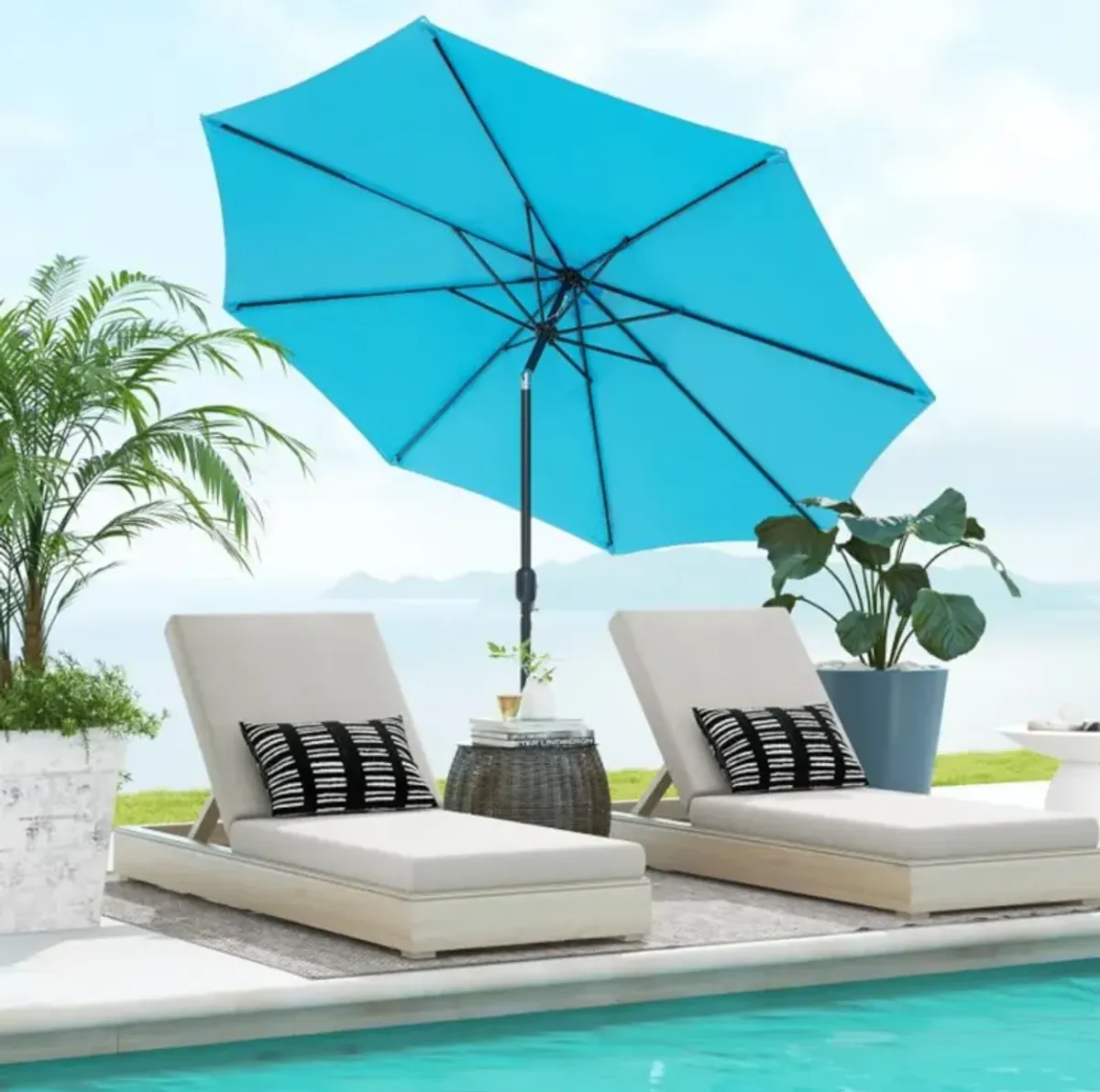 Hivvago 10 Feet Outdoor Patio Umbrella with Tilt Adjustment and Crank