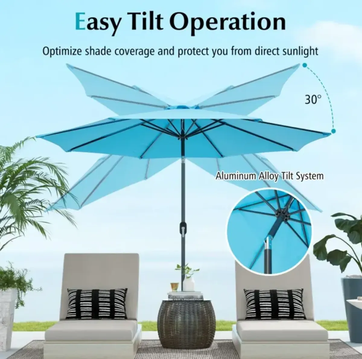 Hivvago 10 Feet Outdoor Patio Umbrella with Tilt Adjustment and Crank