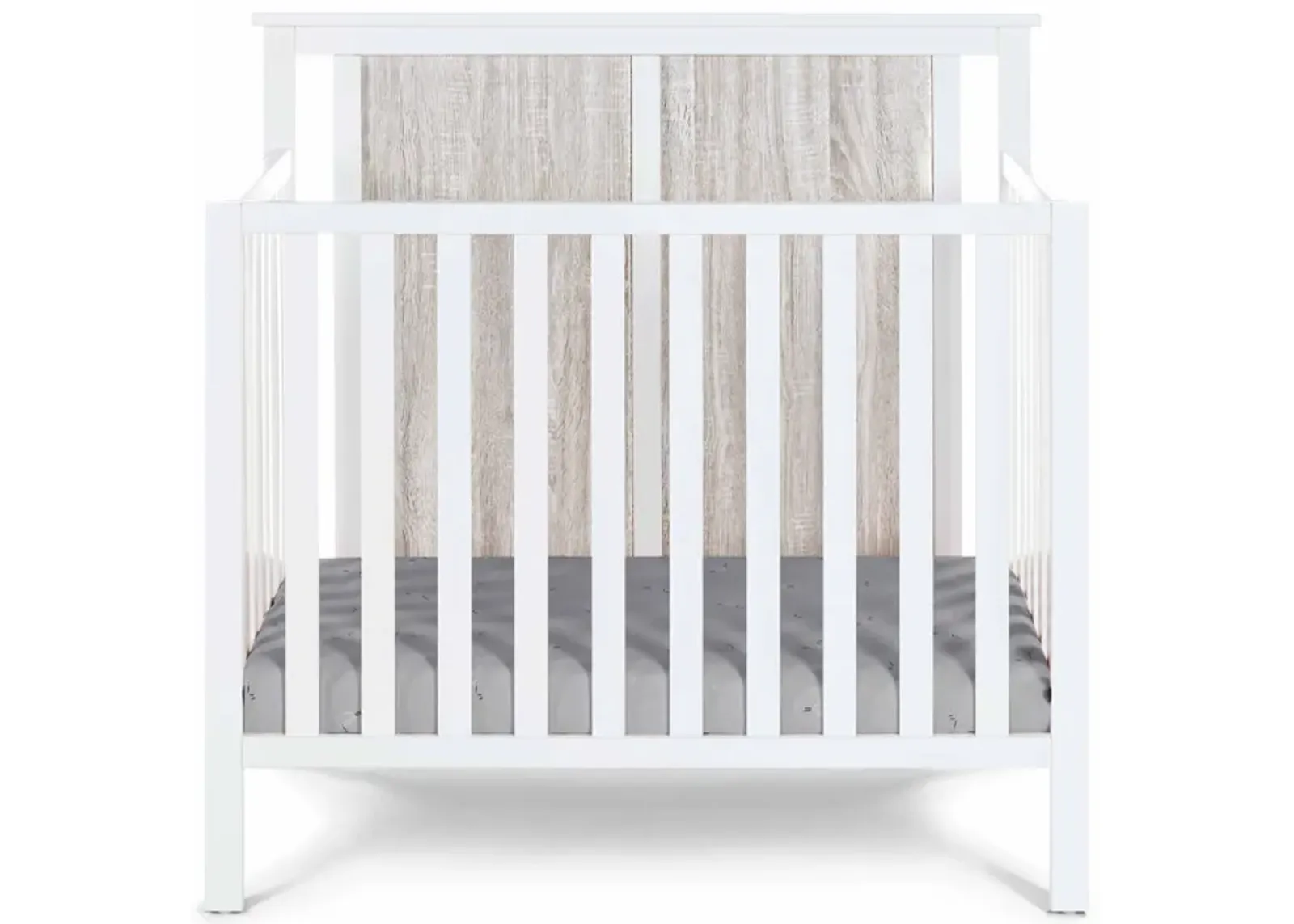 Suite Bebe Connelly Mini Crib White/Rockport Gray With Mattress Pad