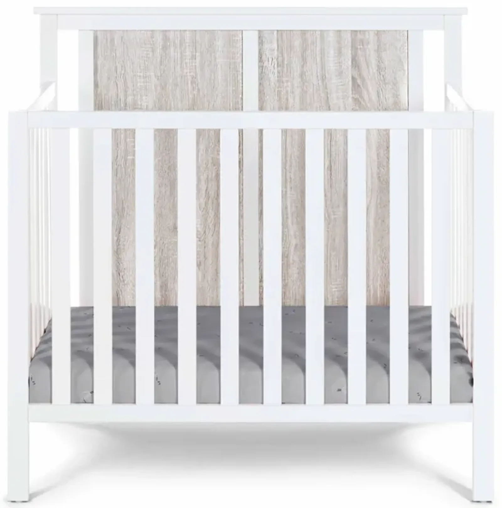 Suite Bebe Connelly Mini Crib White/Rockport Gray With Mattress Pad