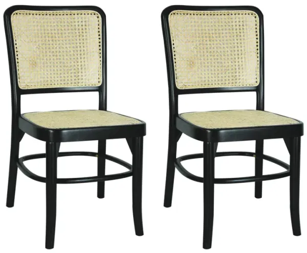 Colmar Mid-Century Vintage Wood Rattan Dining Chair
