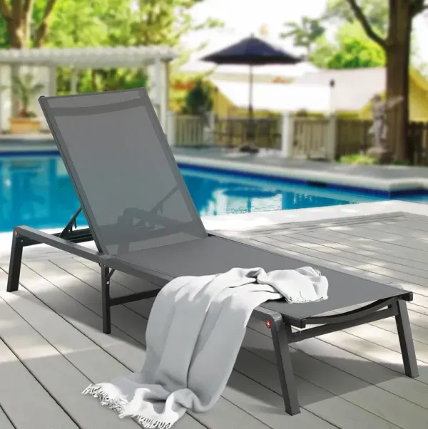 5-Position Chaise Lounge Chair – Adjustable Outdoor Recliner for Patio, Garden, Pool, or Deck