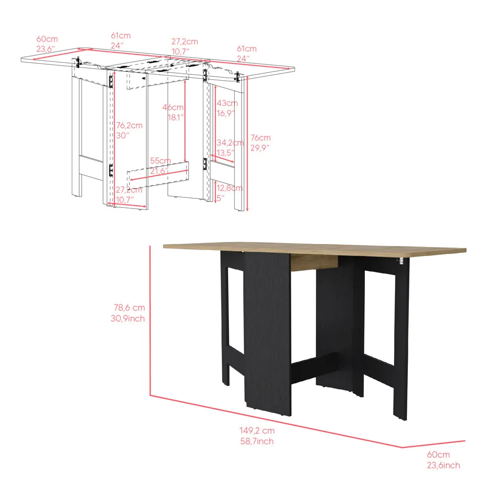 Folding Dining Table Evart, Living Room, Black / Macadamia