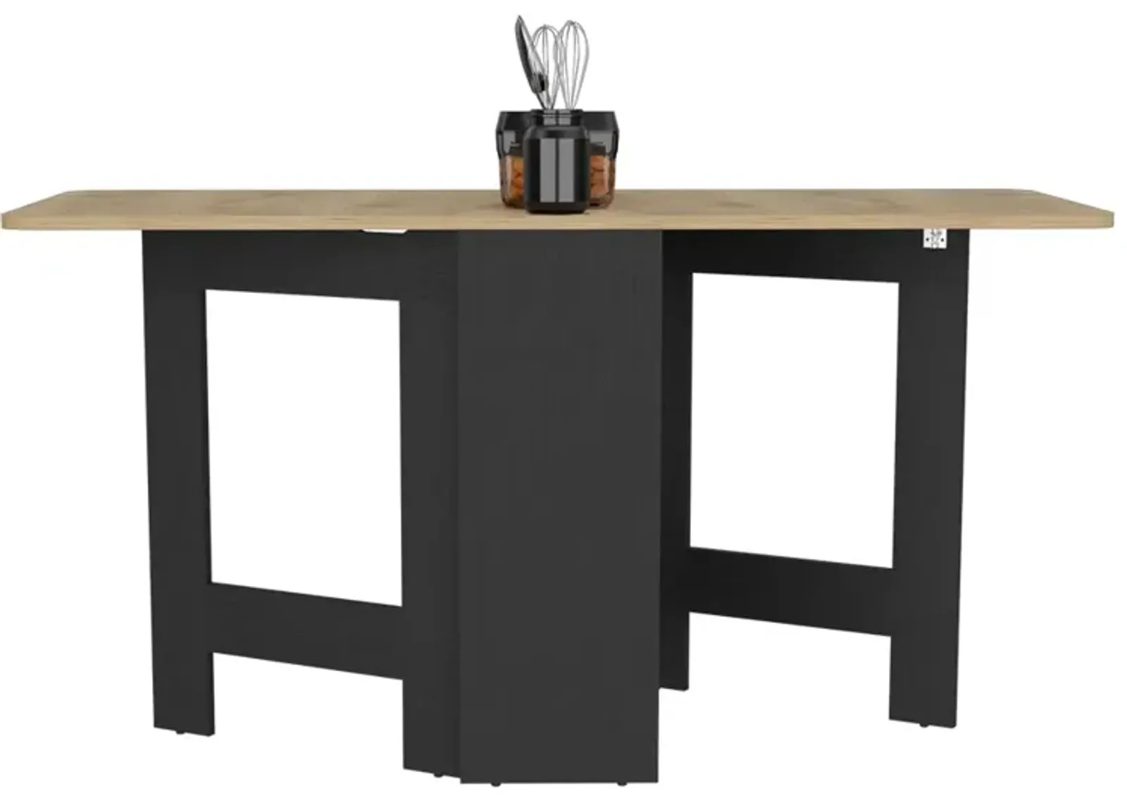 Folding Dining Table Evart, Living Room, Black / Macadamia