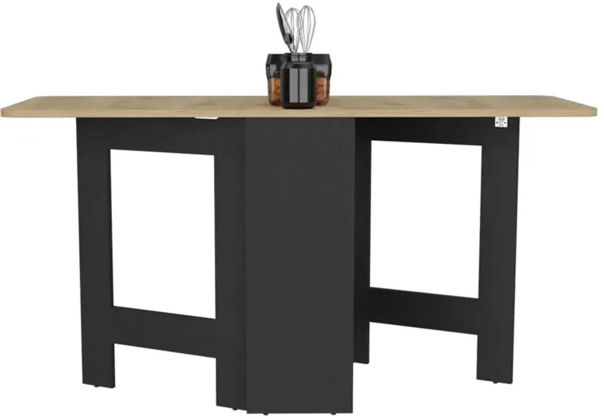 Folding Dining Table Evart, Living Room, Black / Macadamia