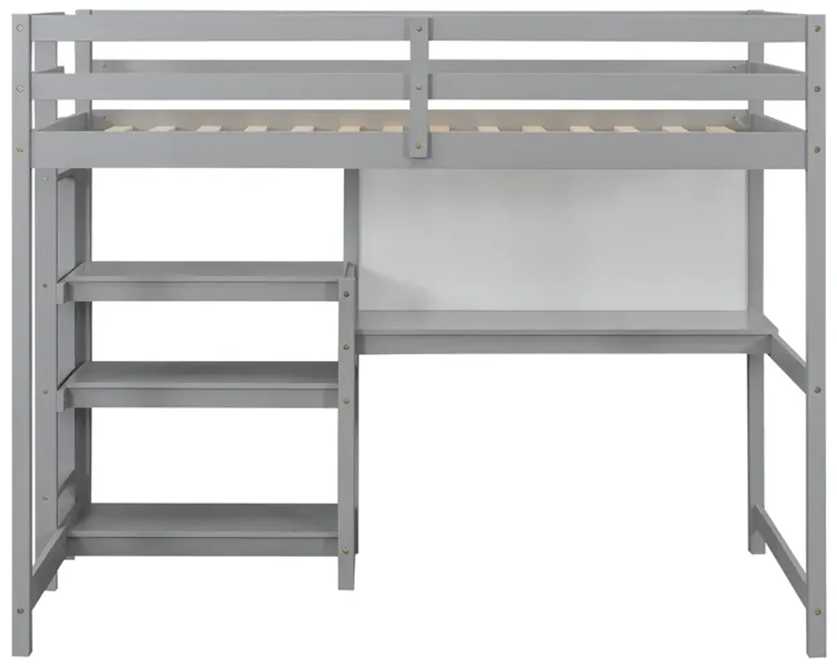 Merax Wooden Loft Bed with Desk and Writing Board