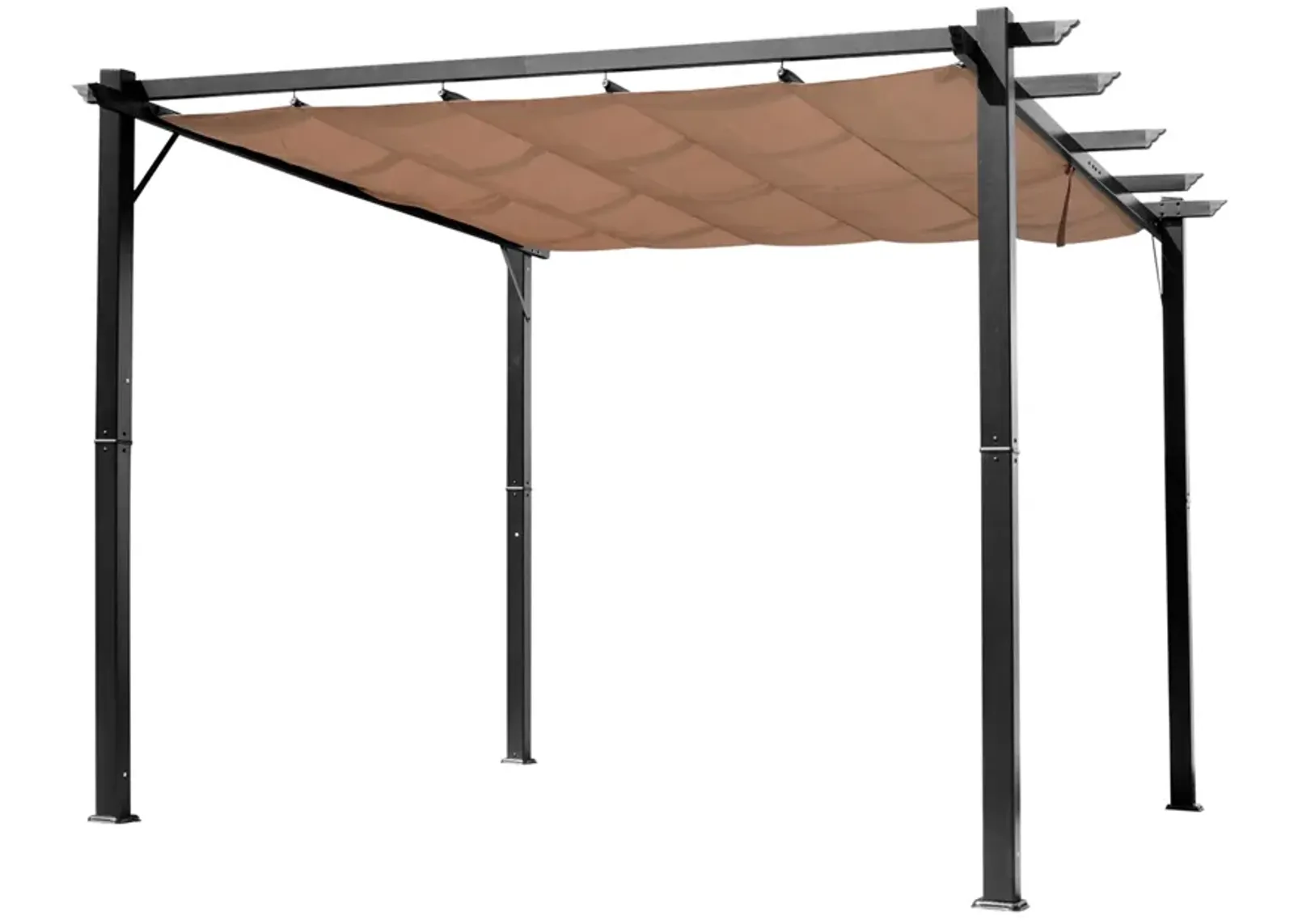 Charcoal Outdoor Cover: 10x13 ft Aluminum Patio Pergola with Canopy