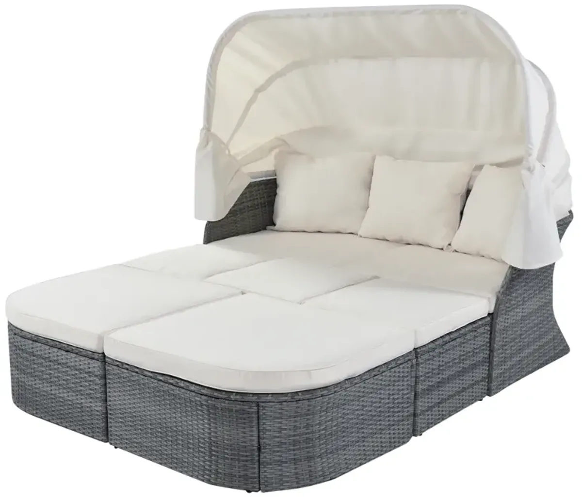 Outdoor Patio Furniture Set Daybed Sunbed with Retractable Canopy Conversation Set Wicker Furniture