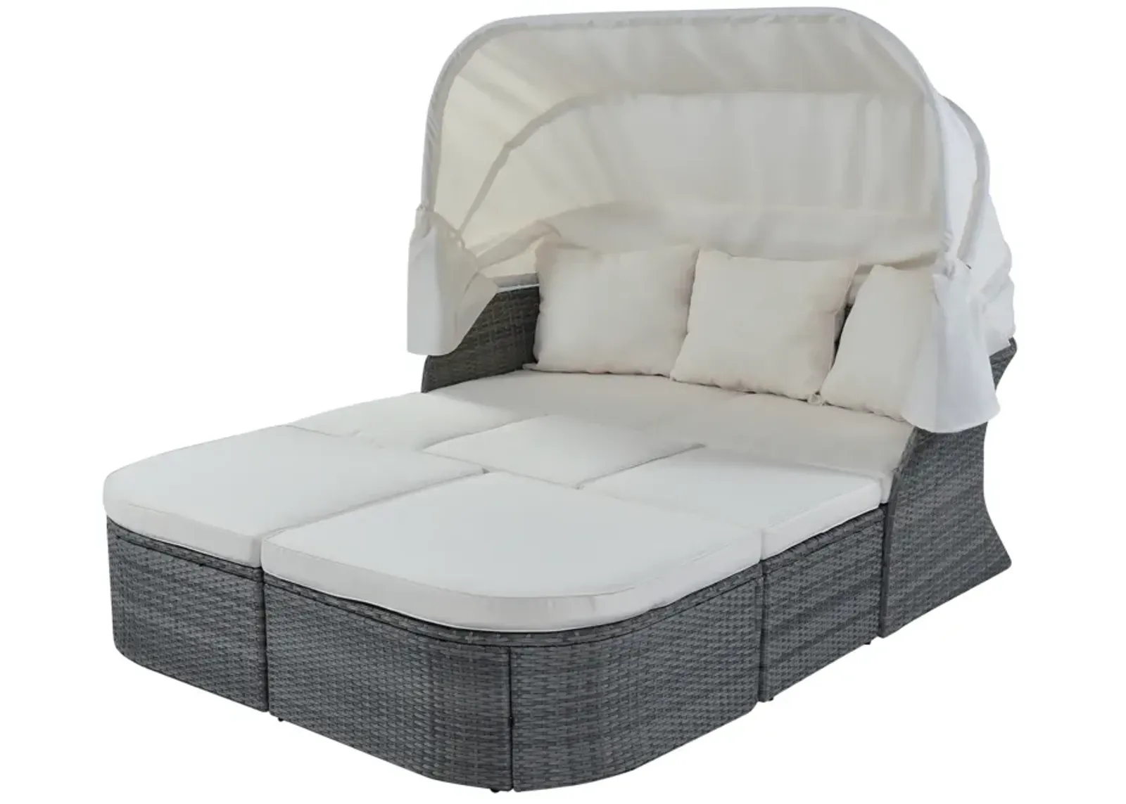 Outdoor Patio Furniture Set Daybed Sunbed with Retractable Canopy Conversation Set Wicker Furniture