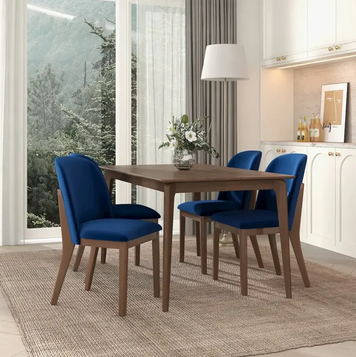 Ashcroft Furniture Kaitlyn  Navy Blue Velvet Dining Chair (Set Of 2)