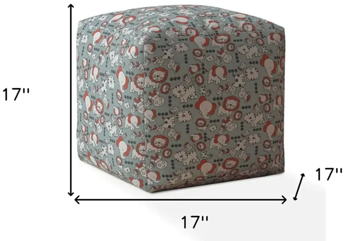 Hivvago 17" Grey And White Animal Print Pouf Ottoman