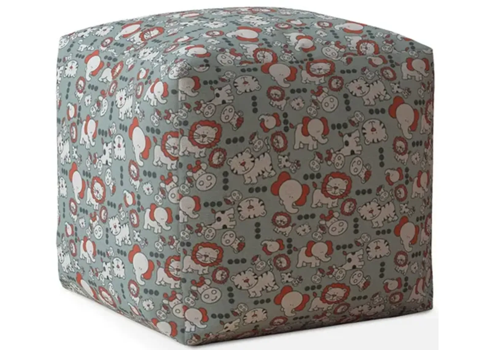 Homezia 17" Grey And White Animal Print Pouf Ottoman