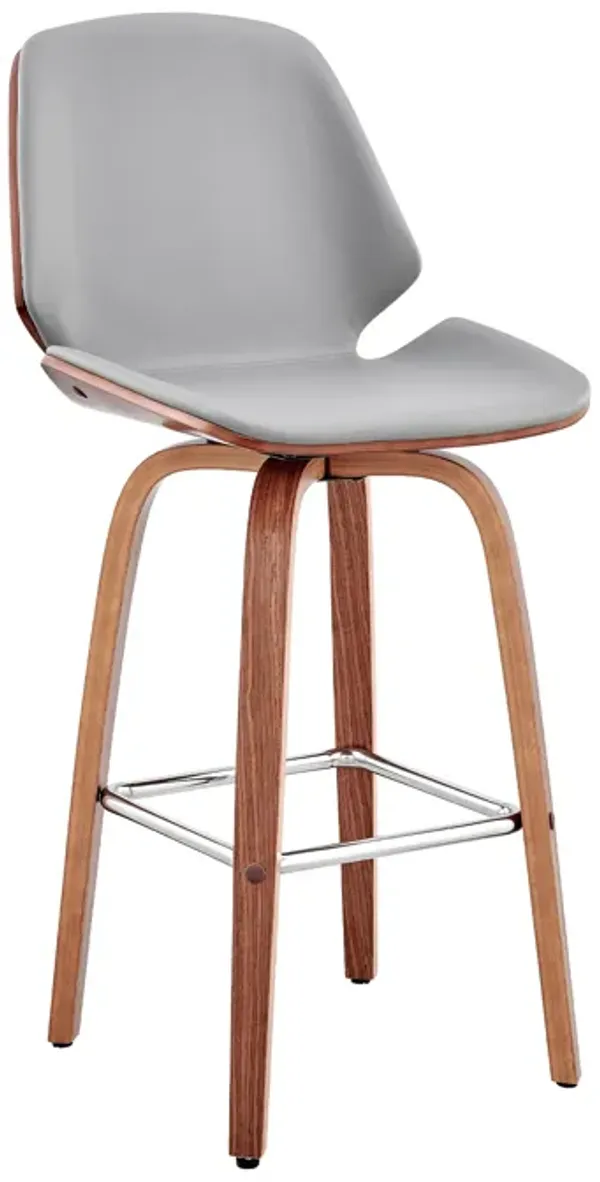 Arabela 26" Faux Leather and Wood Swivel Bar Stool