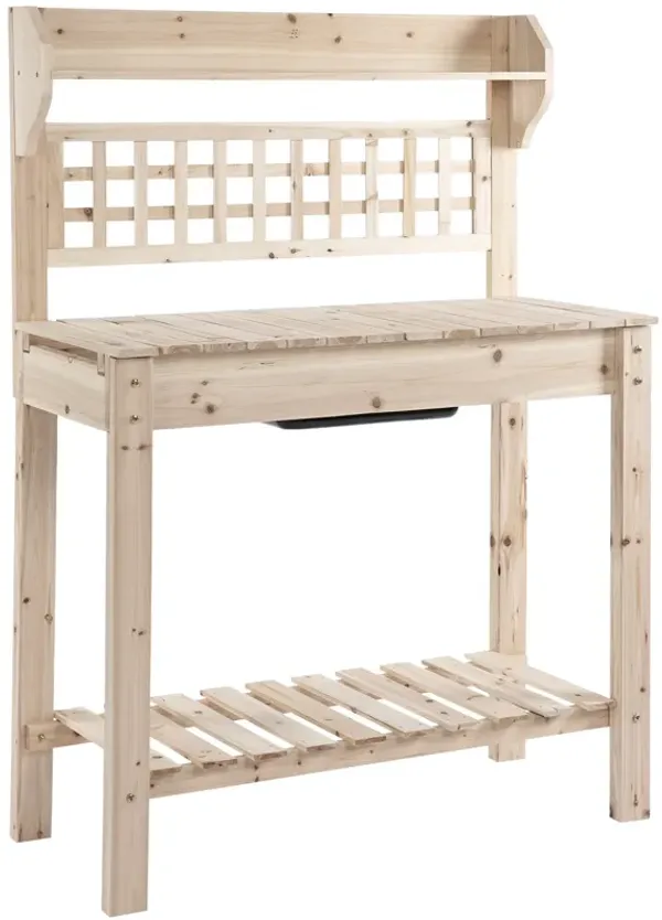 Natural Garden Helper: Wooden Potting Bench with Storage