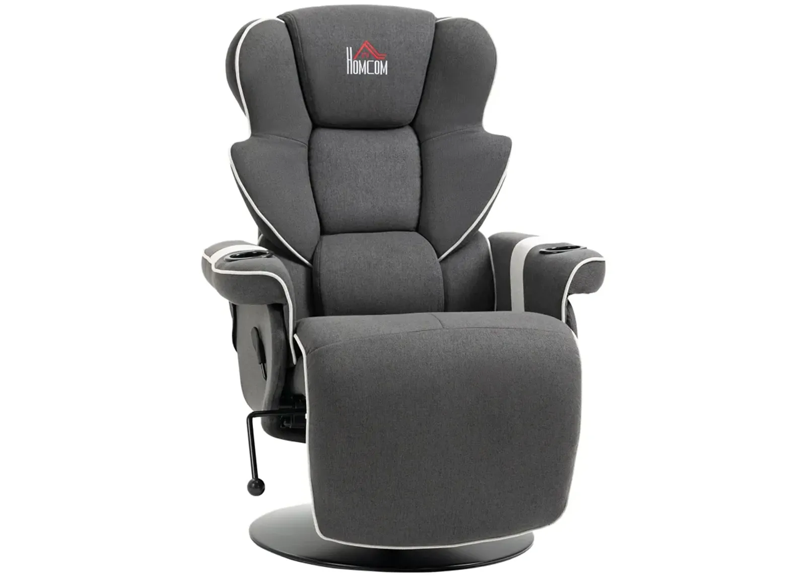 Black Living Room Comfort: Manual Swivel Recliner with Cup Holders