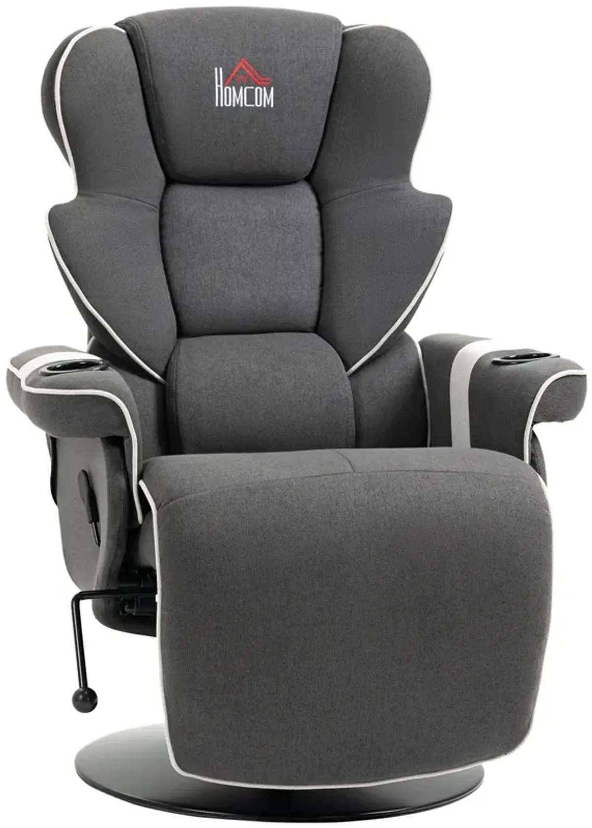 Black Living Room Comfort: Manual Swivel Recliner with Cup Holders