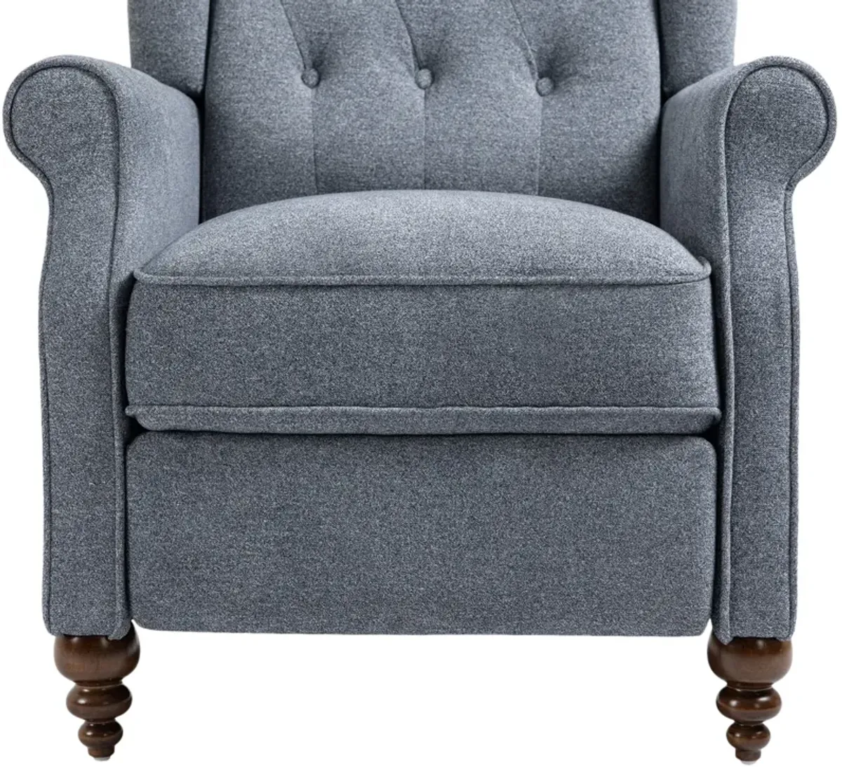 34 in. W Blue Elegant Nailhead Tufted Recliner, Push Back Accent Chair with Rubber Wooden Legs