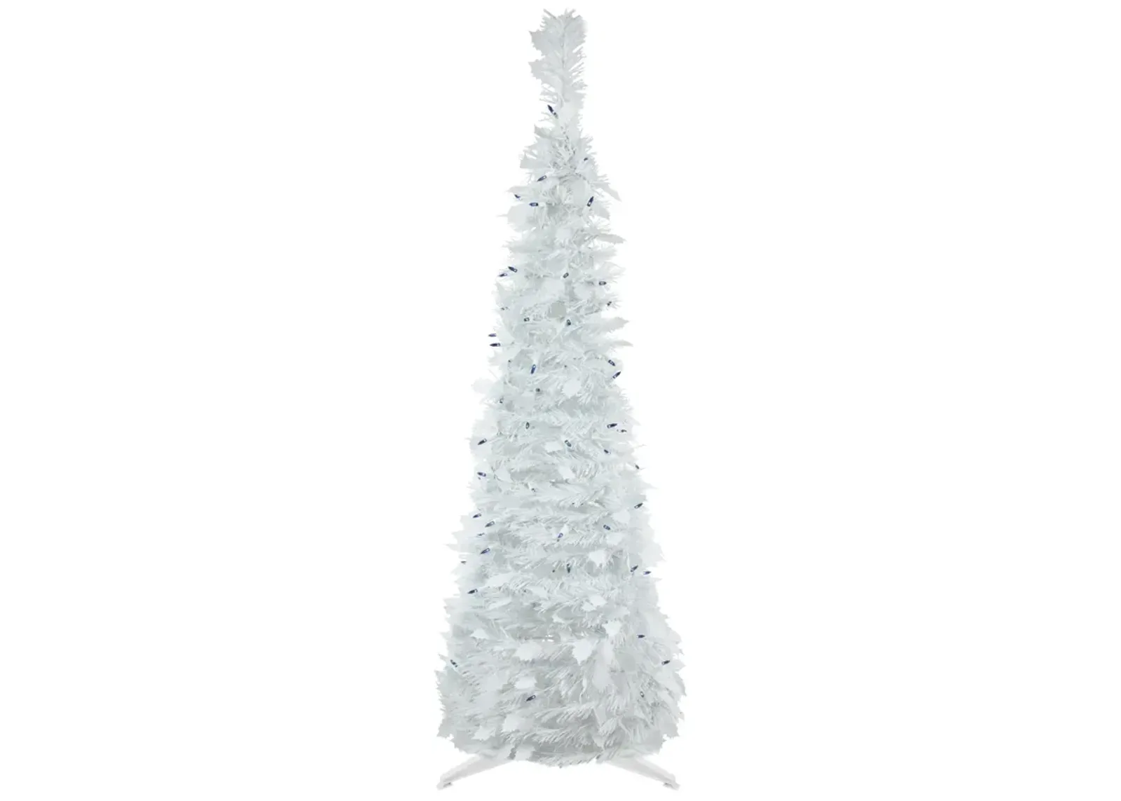 4' Pre-Lit White Tinsel Pop-Up Artificial Christmas Tree  Blue Lights