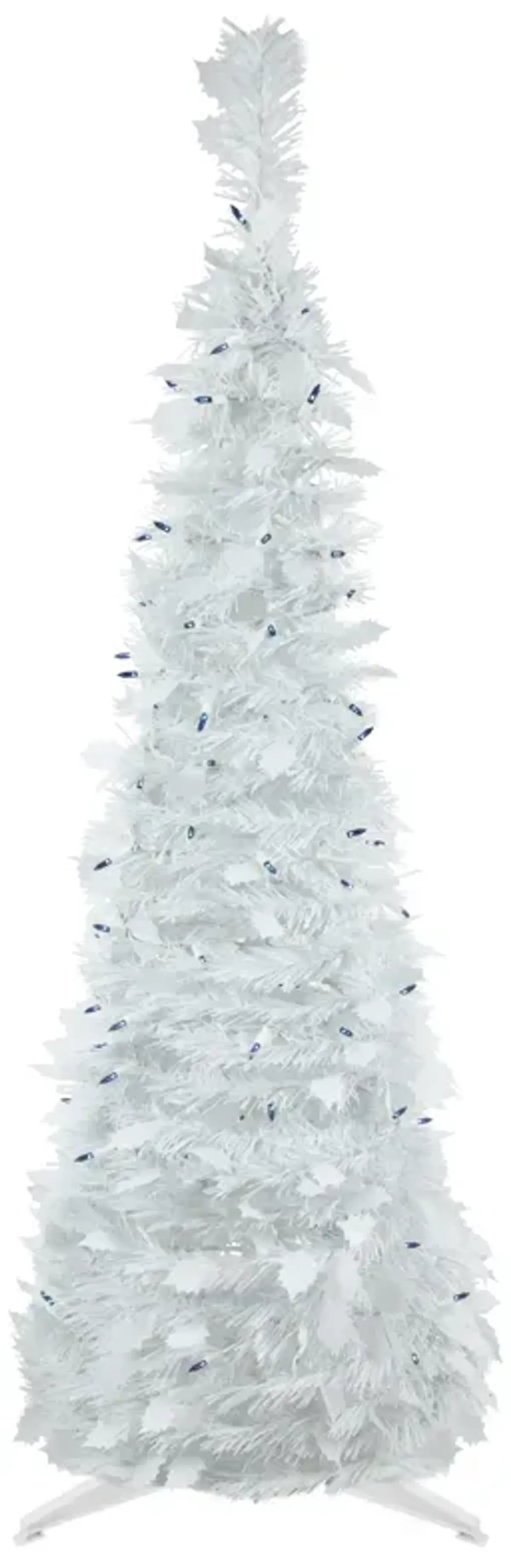 4' Pre-Lit White Tinsel Pop-Up Artificial Christmas Tree  Blue Lights