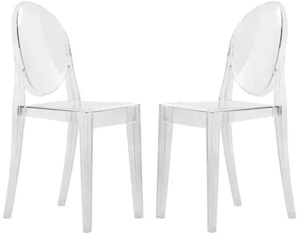 LeisureMod Marion Transparent Acrylic Modern Chair, Set of 2