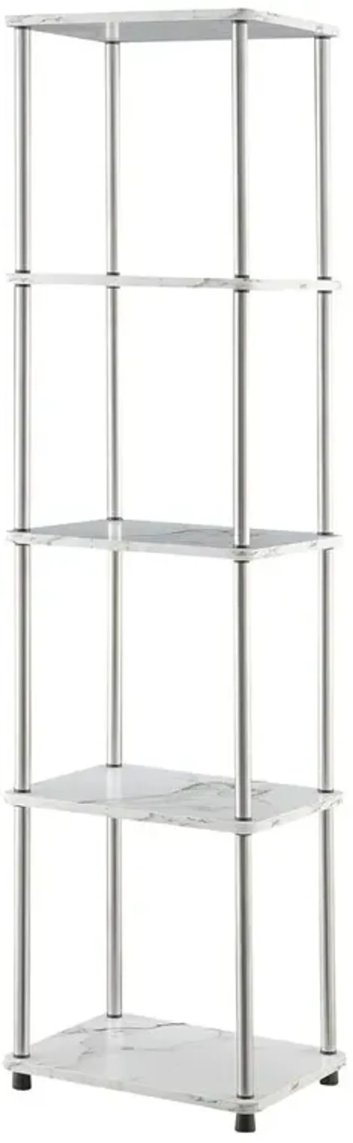 Convenience Concepts Designs2Go No Tools 5 Tier Tower, Faux White Marble/Chrome