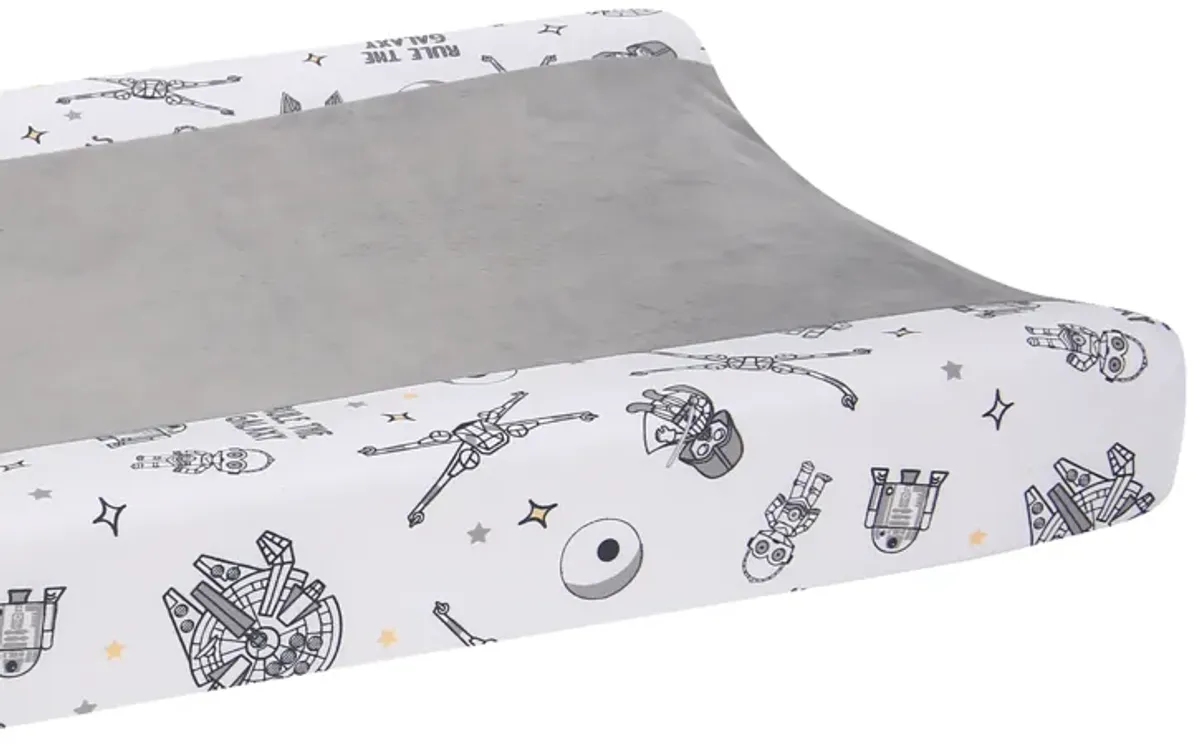 Lambs & Ivy Star Wars Millennium Falcon White/Gray Soft Changing Pad Cover