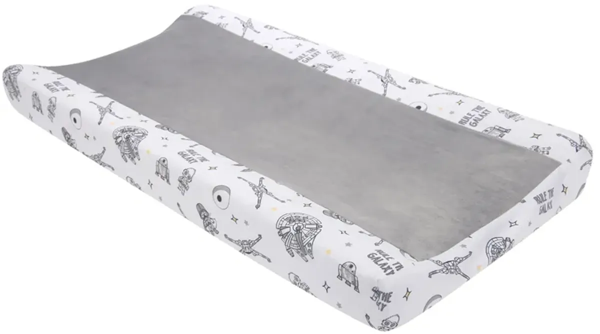 Lambs & Ivy Star Wars Millennium Falcon White/Gray Soft Changing Pad Cover