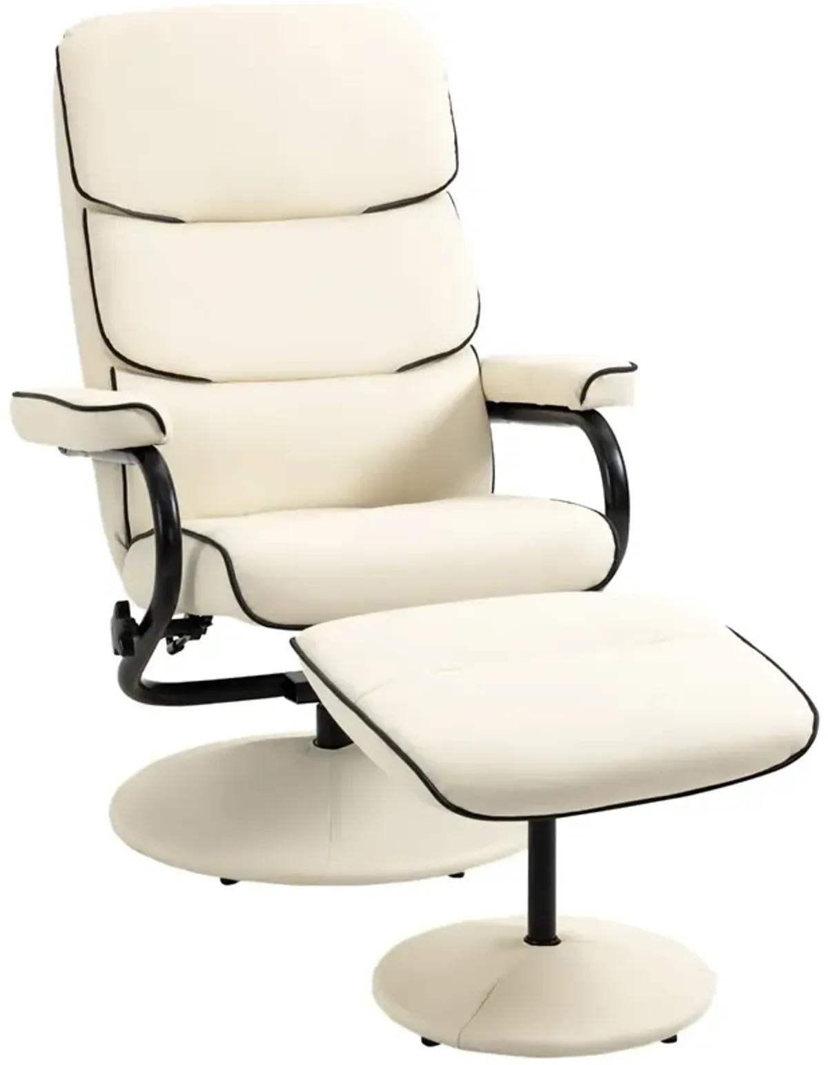 Cream White Lounger: Recliner Chair with Ottoman and Swivel Base