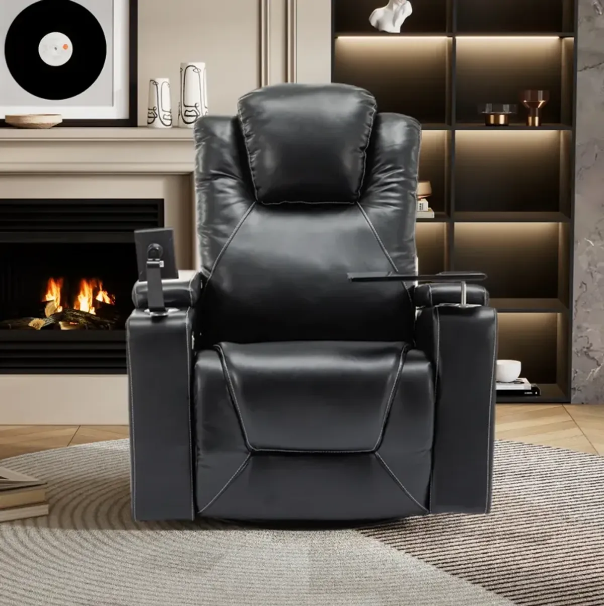 Swivel Power Recliner with Surround Sound & Storage