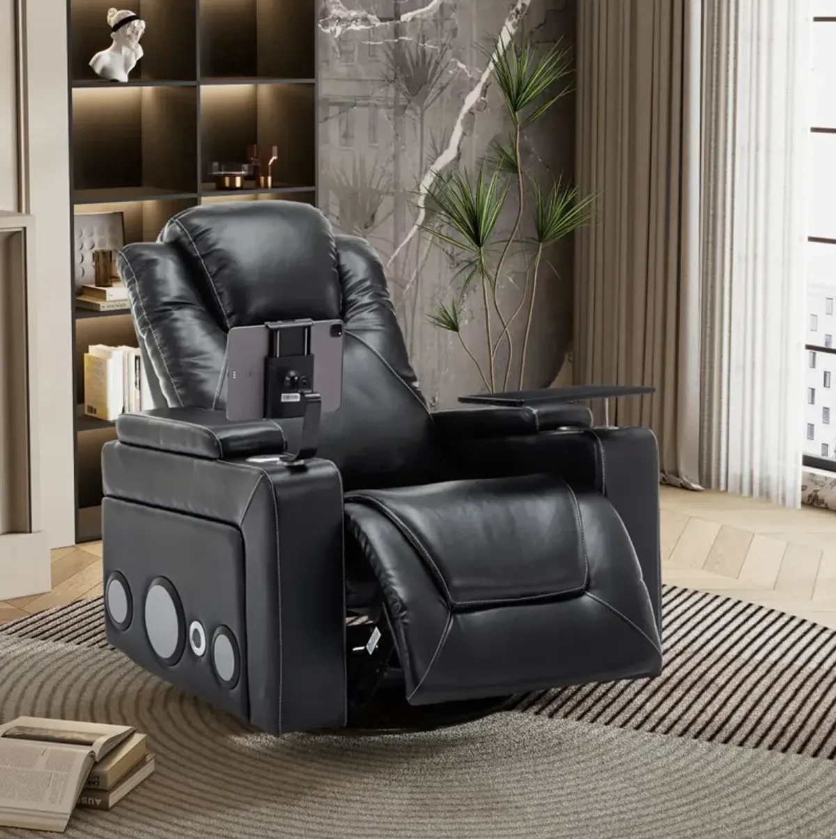 Swivel Power Recliner with Surround Sound & Storage