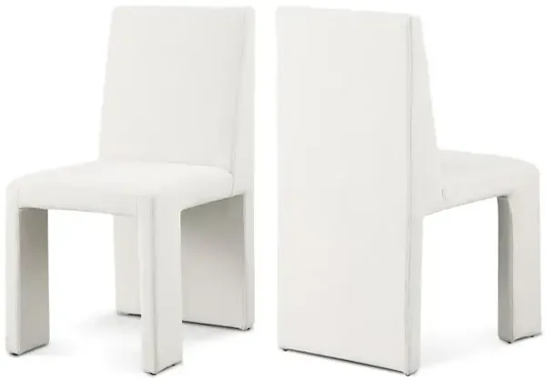 Meridian Furniture Benson Cream Linen Textured Fabric Dining Chair, Set of 2