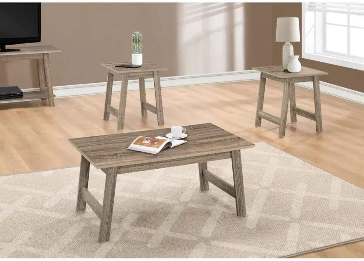 Monarch Specialties I 7931P Table Set, 3pcs Set, Coffee, End, Side, Accent, Living Room, Laminate, Brown, Transitional