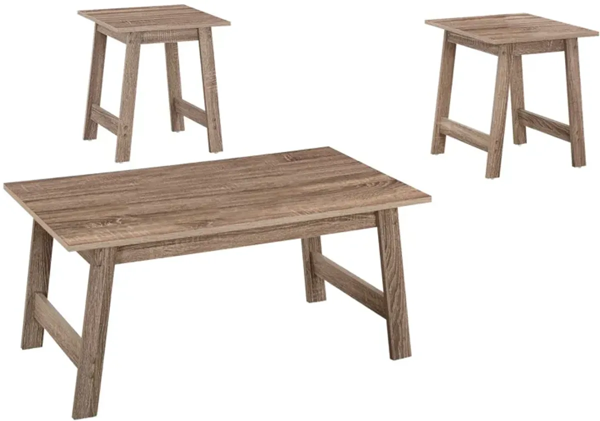 Monarch Specialties I 7931P Table Set, 3pcs Set, Coffee, End, Side, Accent, Living Room, Laminate, Brown, Transitional