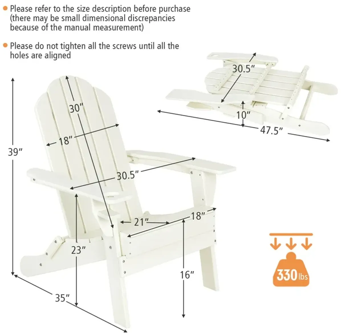 Foldable Weather Resistant Patio Chair with Built-in Cup Holder