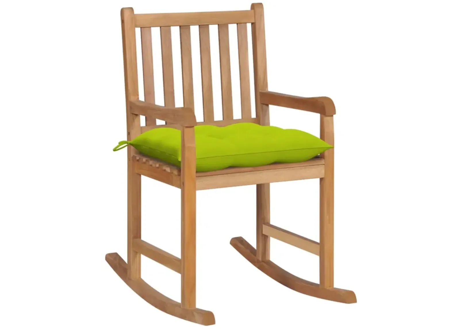 vidaXL Rocking Chair with Bright Green Cushion Solid Teak Wood