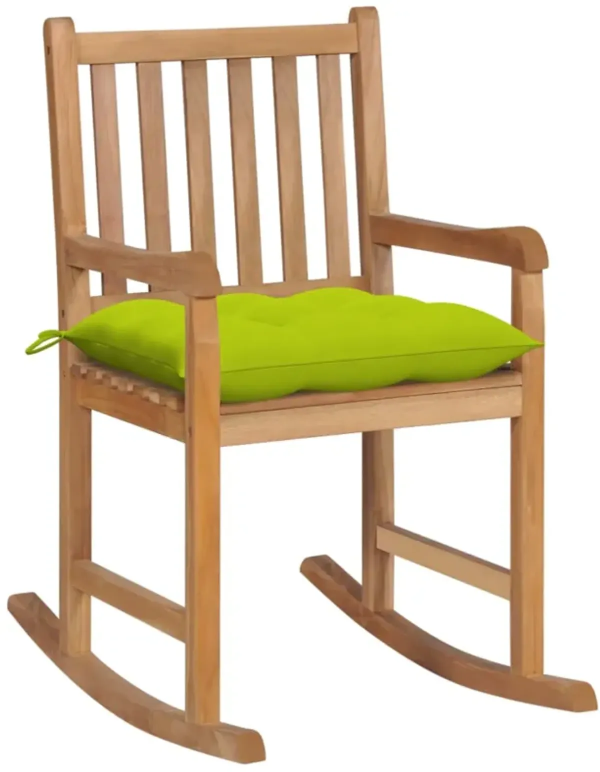 vidaXL Rocking Chair with Bright Green Cushion Solid Teak Wood