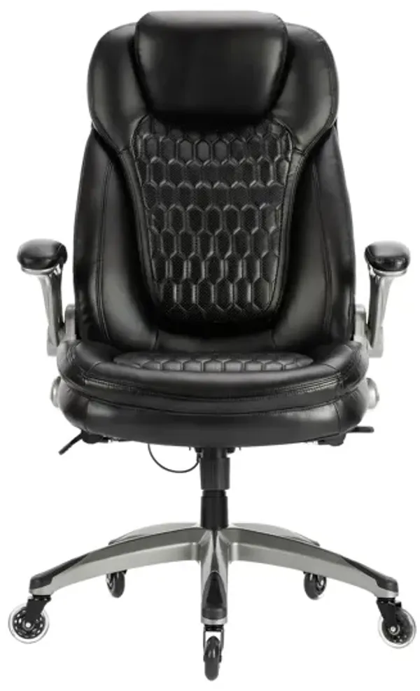 High Back Executive PU Leather Office Chair With Blade Wheels, Adjustable Height, Rocking Tension