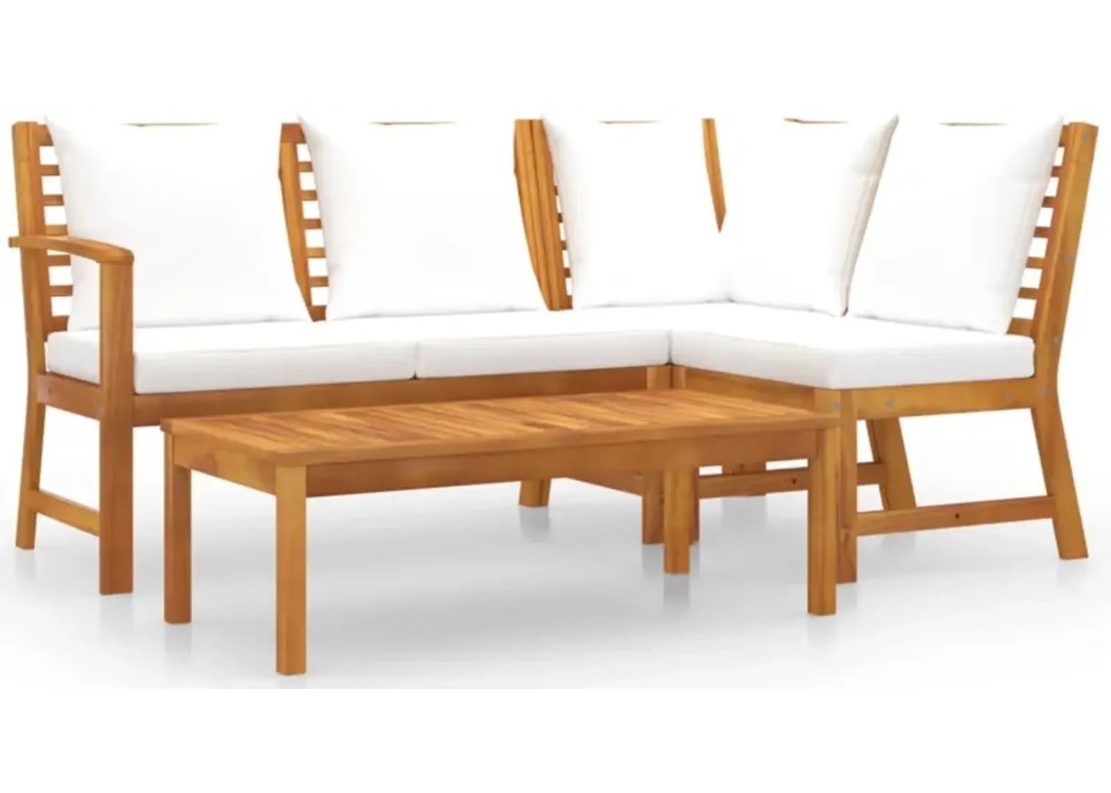 vidaXL 4 Piece Garden Lounge Set with Cushion Cream Solid Acacia Wood