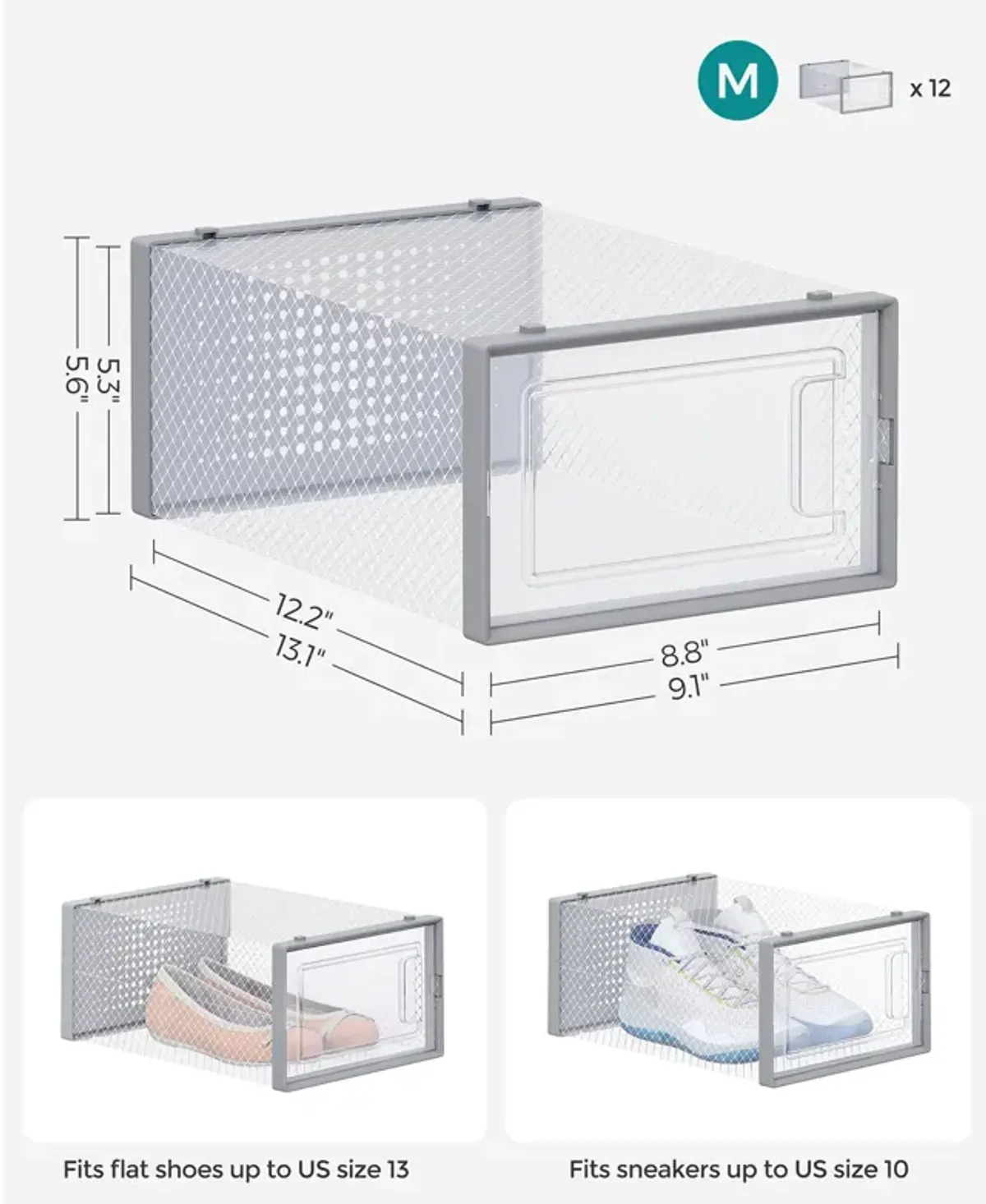 Pack of 18 Stackable Shoe Storage Organizers - Practical Shoe Boxes for Organized Spaces