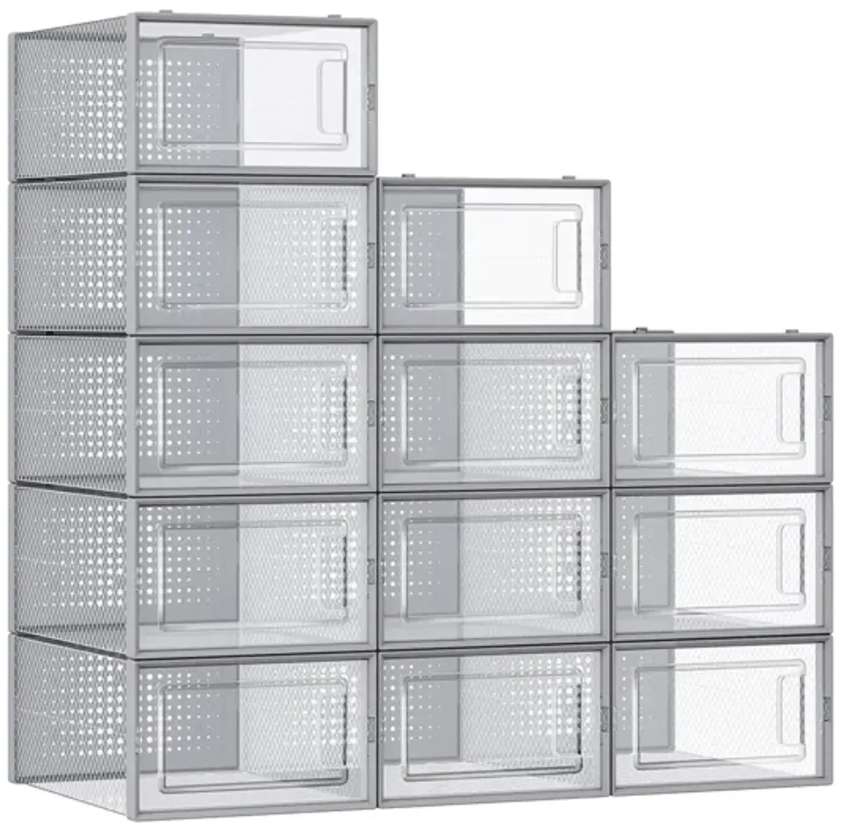 Pack of 18 Stackable Shoe Storage Organizers - Practical Shoe Boxes for Organized Spaces