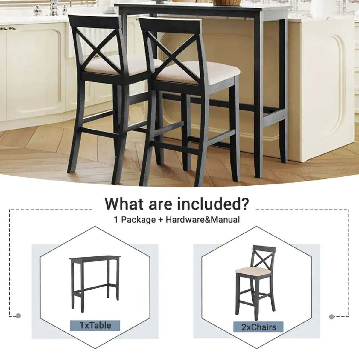 Merax Rectangular Wood Bar Height Dining Set