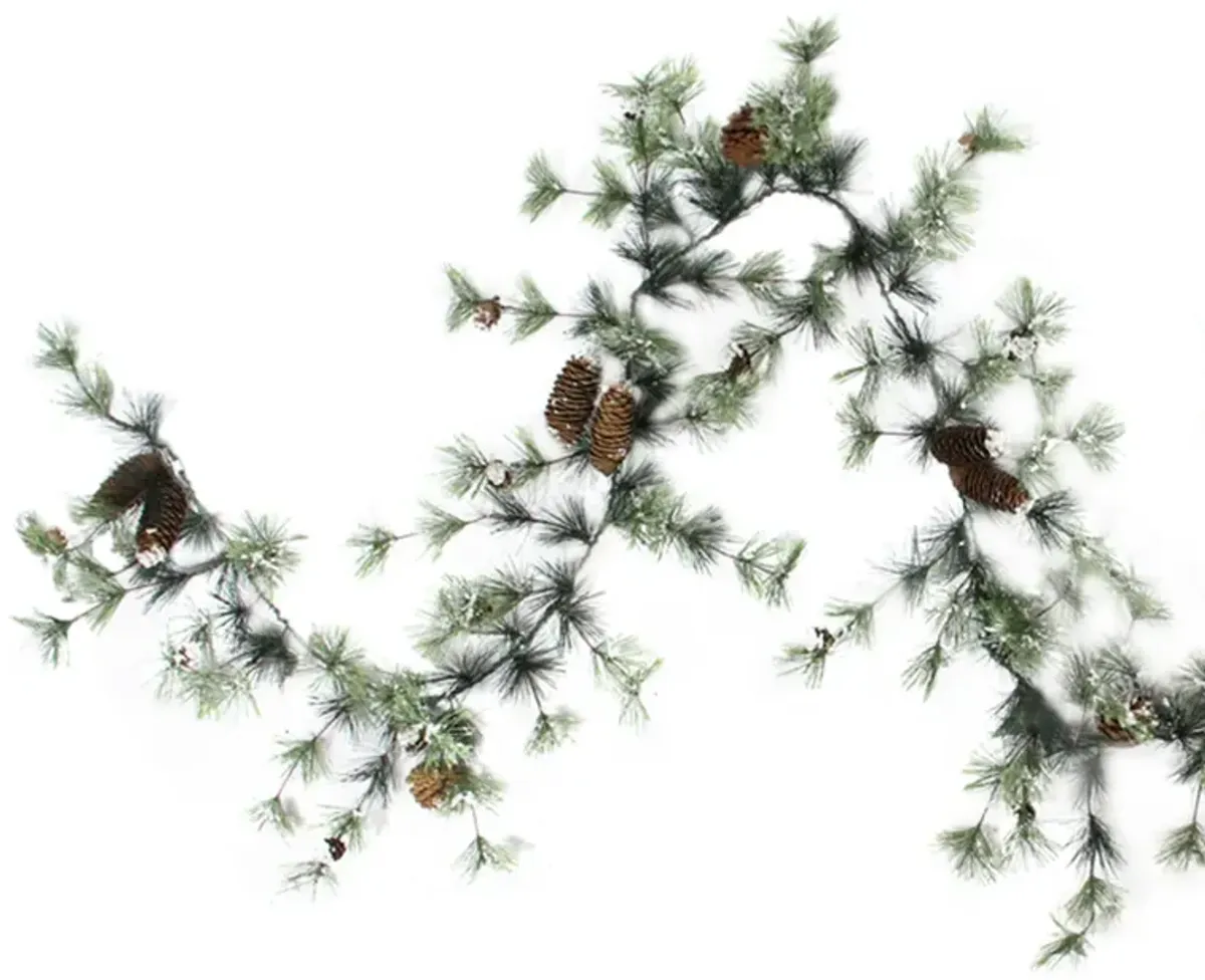 9.5' Frosted Pine with Pine Cones Artificial Christmas Garland - Unlit