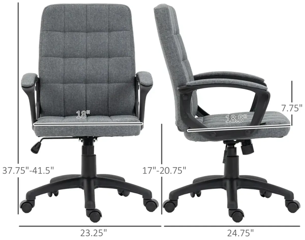 Charcoal Gray Fabric Office Chair: Adjustable Height, Swivel