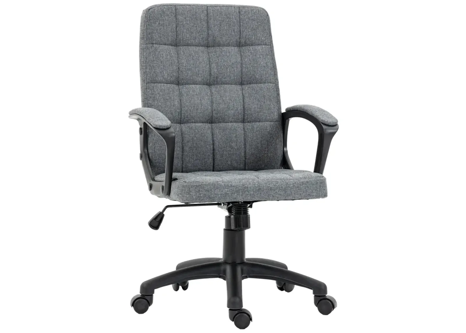 Charcoal Gray Fabric Office Chair: Adjustable Height, Swivel