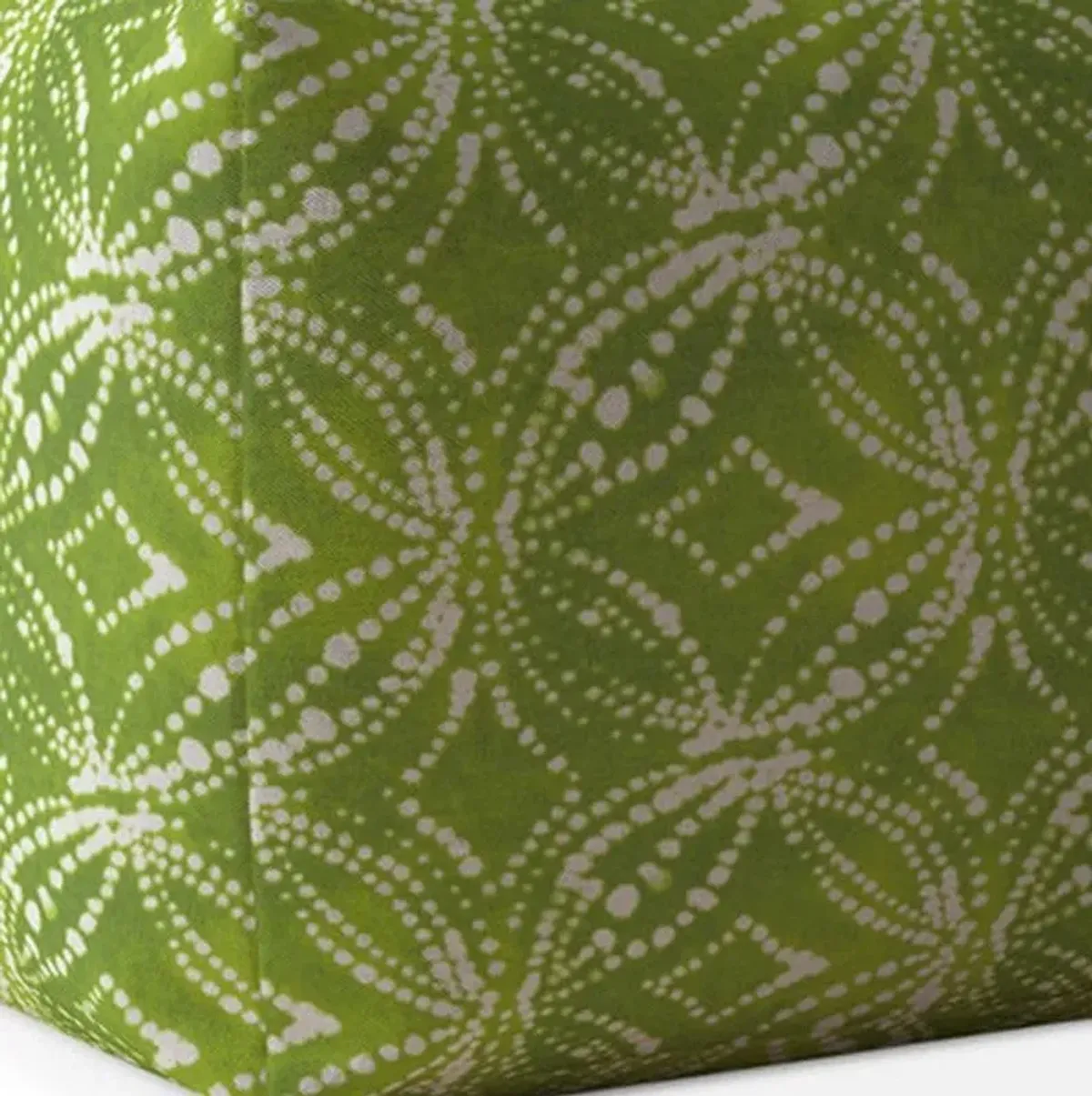 Hivvago 17" Green And White Cotton Damask Pouf Ottoman